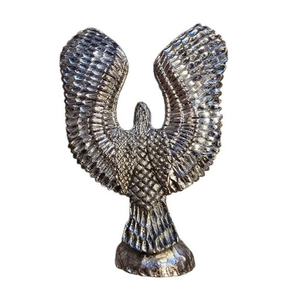 Fine Pewter Miniature Eagle Raised Wings 1987 Vintage Highly Detailed 3" Figure - Picture 3 of 7